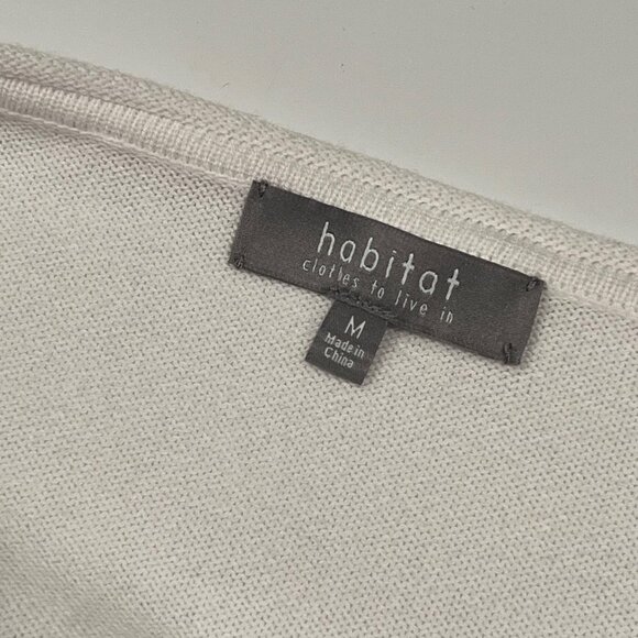 Habitat Women Medium White and Black 100% Cotton Lagenlook Crew Neck Sweater - Picture 3 of 7